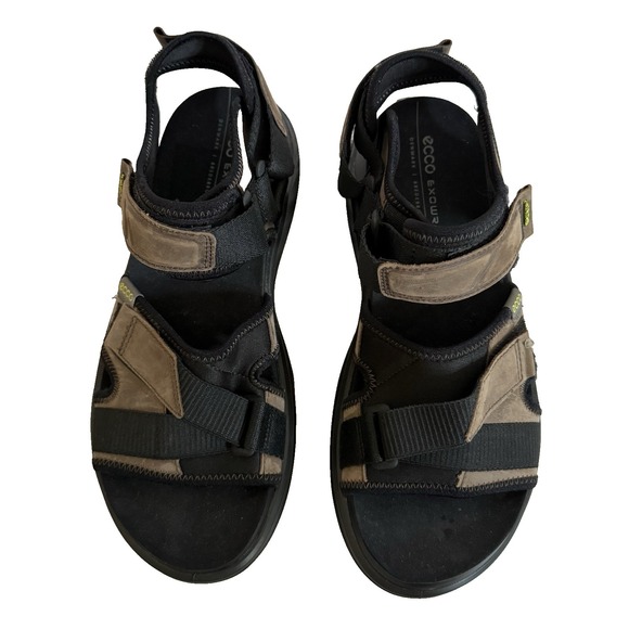 Ecco Other - ECCO Exowrap Sandals Men 10 Brown Black Outdoor Sport Hook Loop 3 Strap